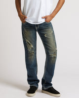 RICKY SUPER T FLAP 34" - DARK WASH WITH RIPS