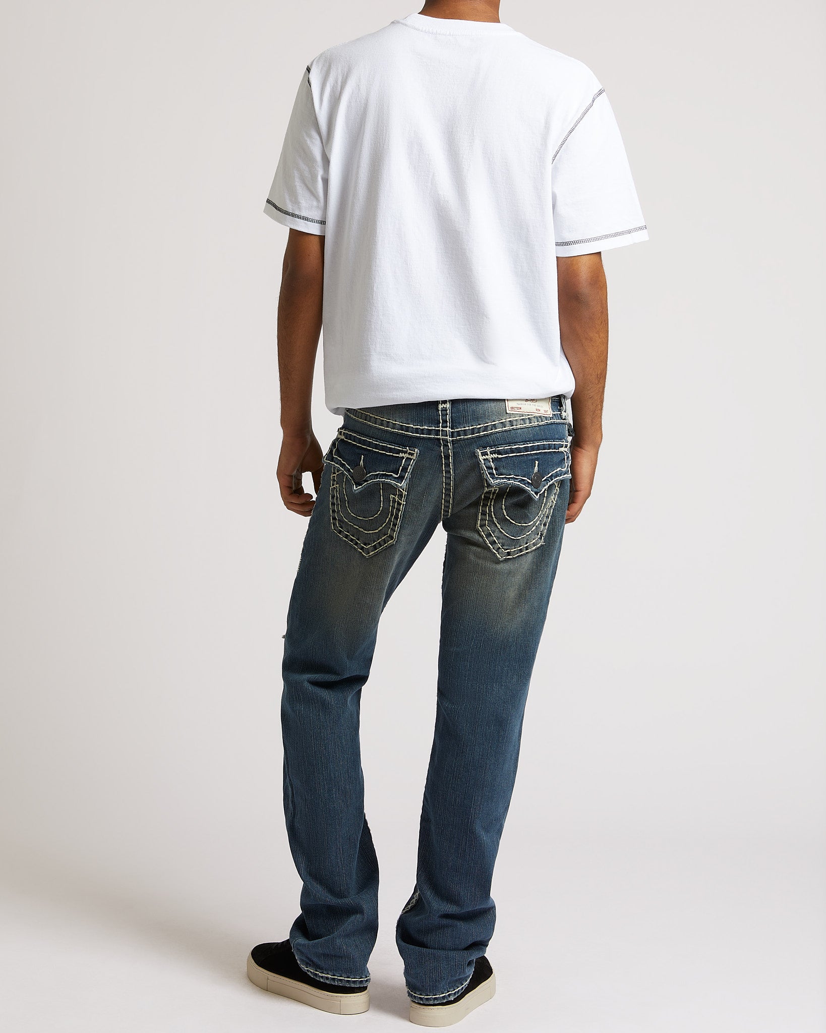 RICKY SUPER T FLAP 34" - DARK WASH WITH RIPS