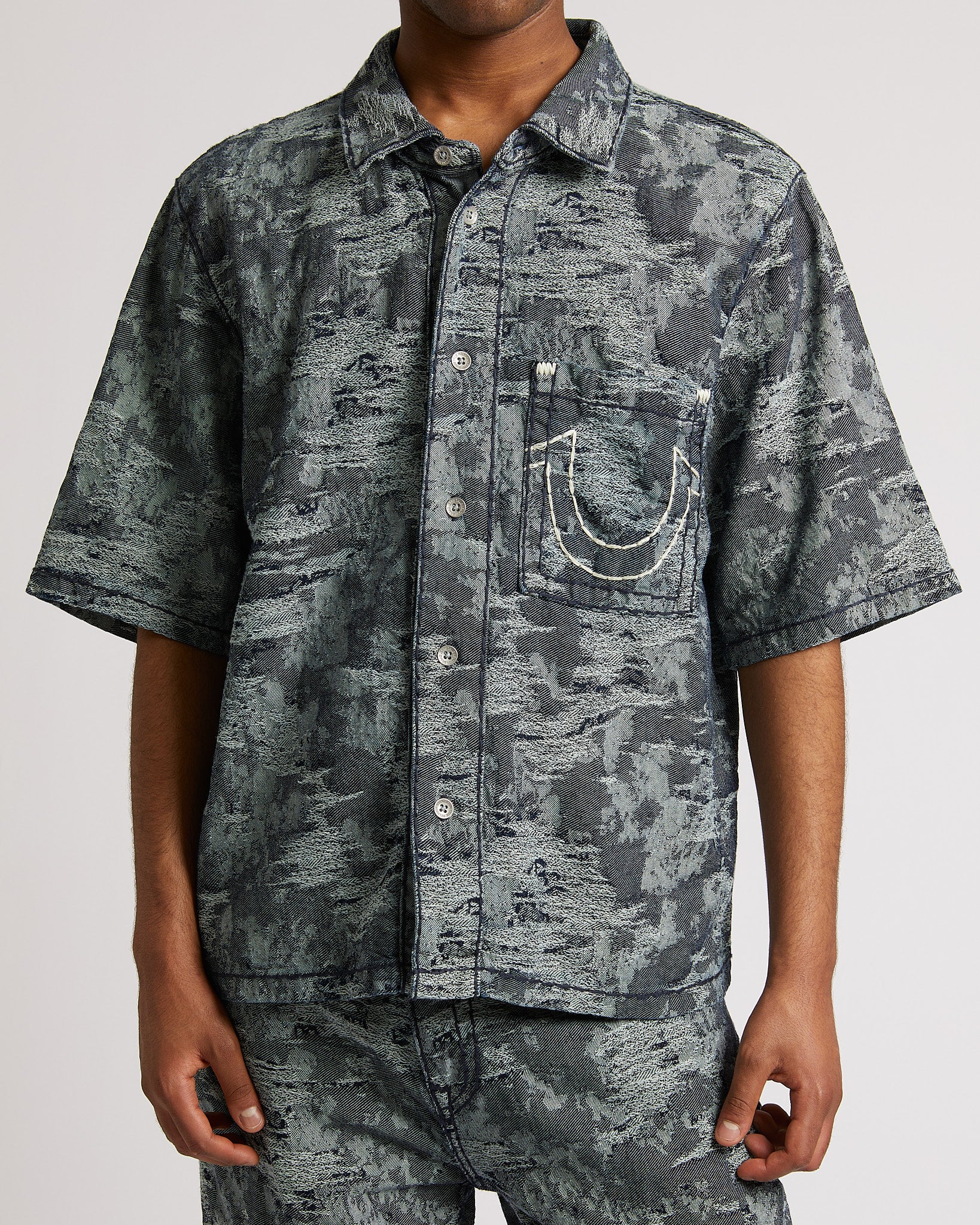 SUPER T JACQUARD SHIRT OVERSZE - MIDNIGHT RIDER DARK WASH