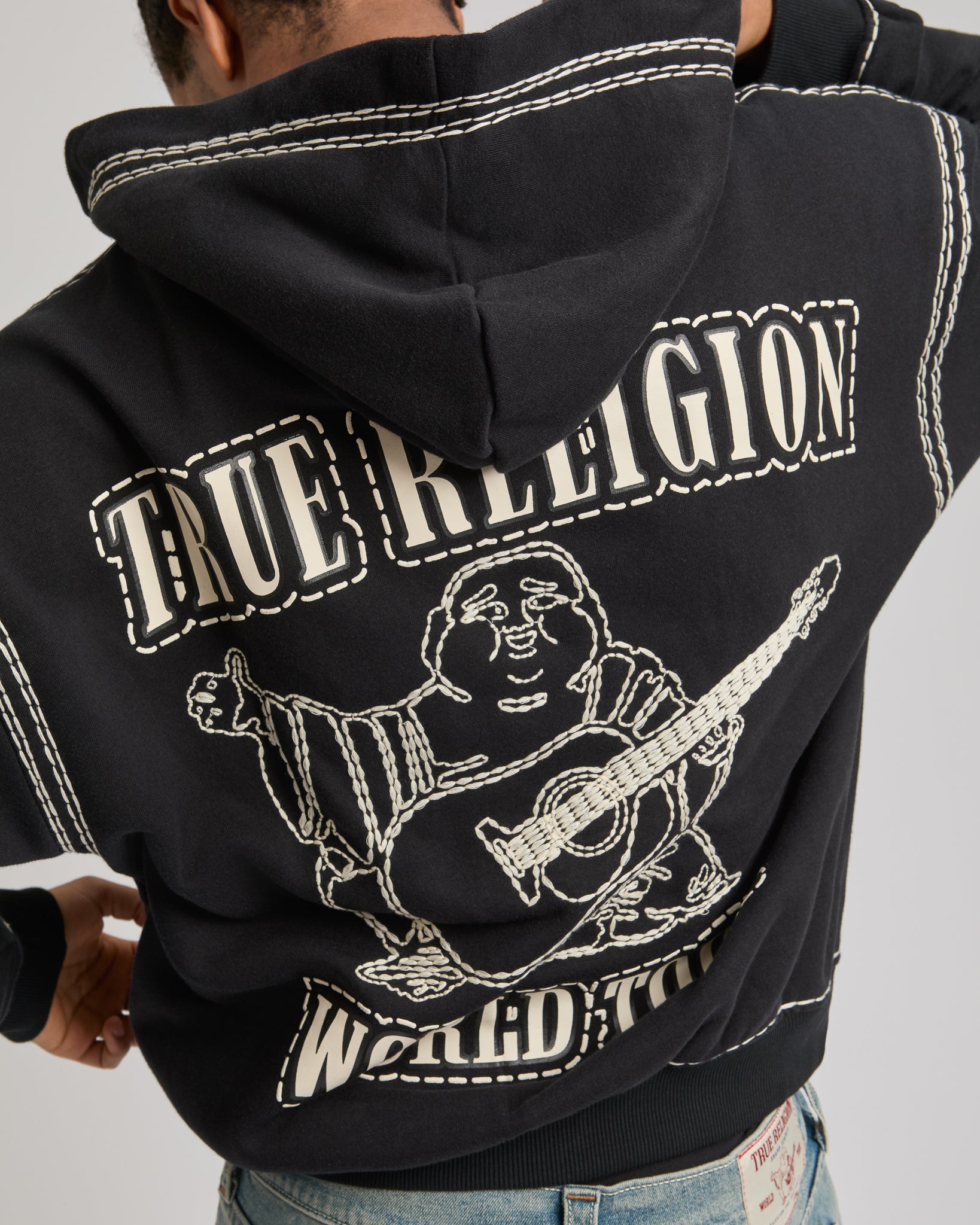 SUPER QT BOXY ZIP UP HOODIE - JET BLACK