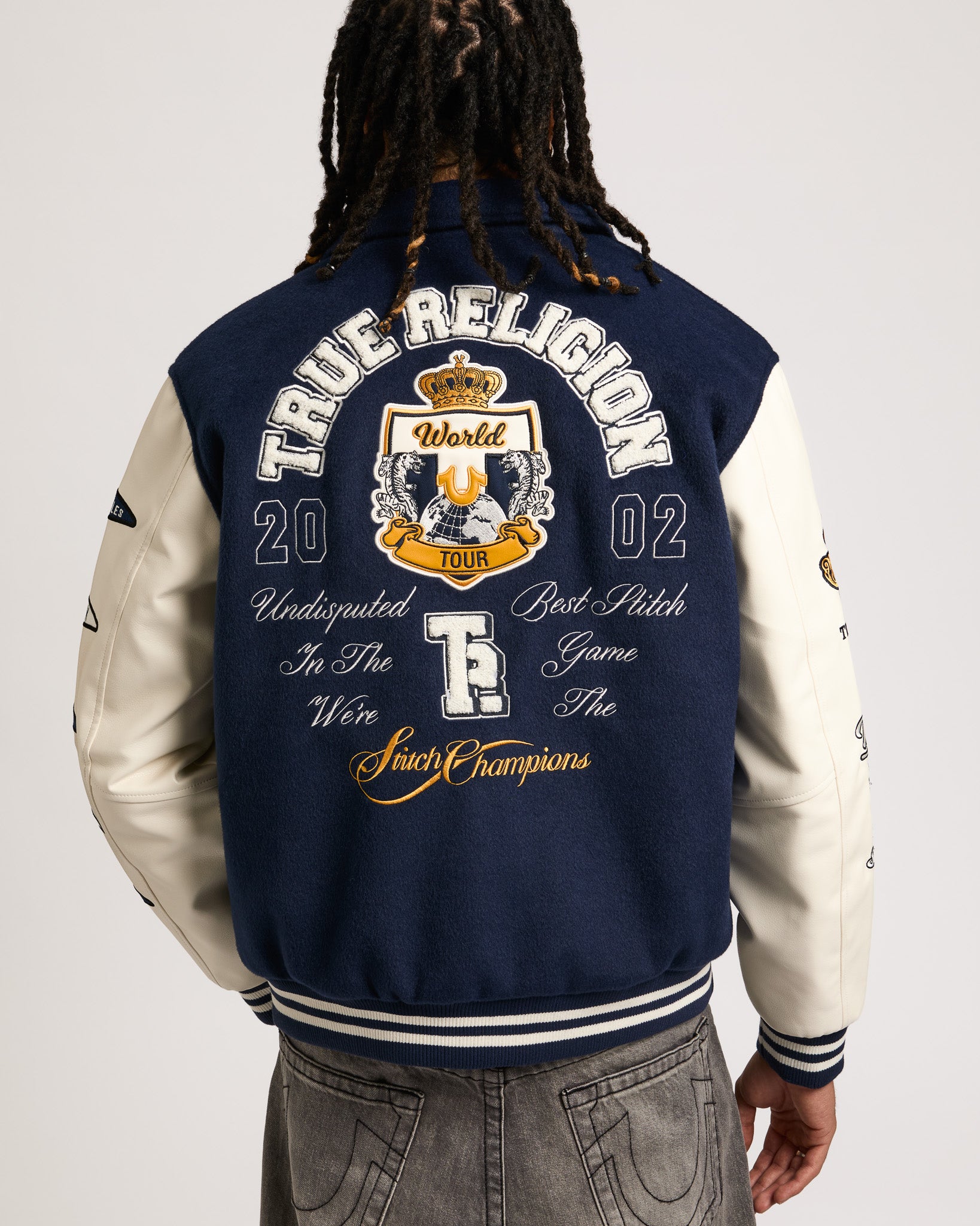 TR CREST WOOL VARSITY JACKET - MIDNIGHT BLUE