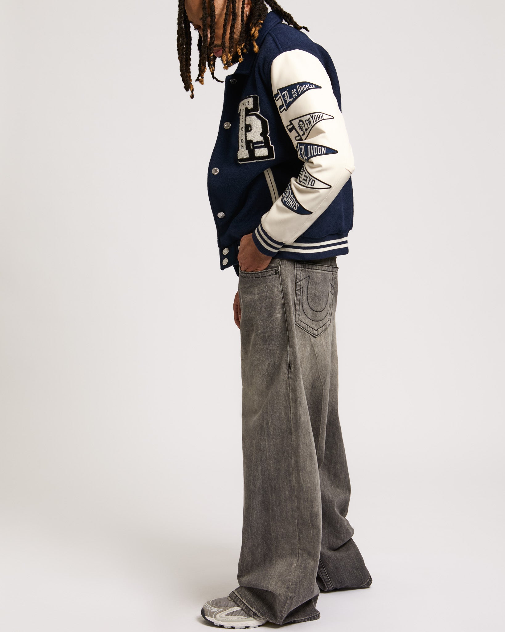 TR CREST WOOL VARSITY JACKET - MIDNIGHT BLUE