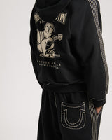 SUPER T BOXY ZIP UP - JET BLACK