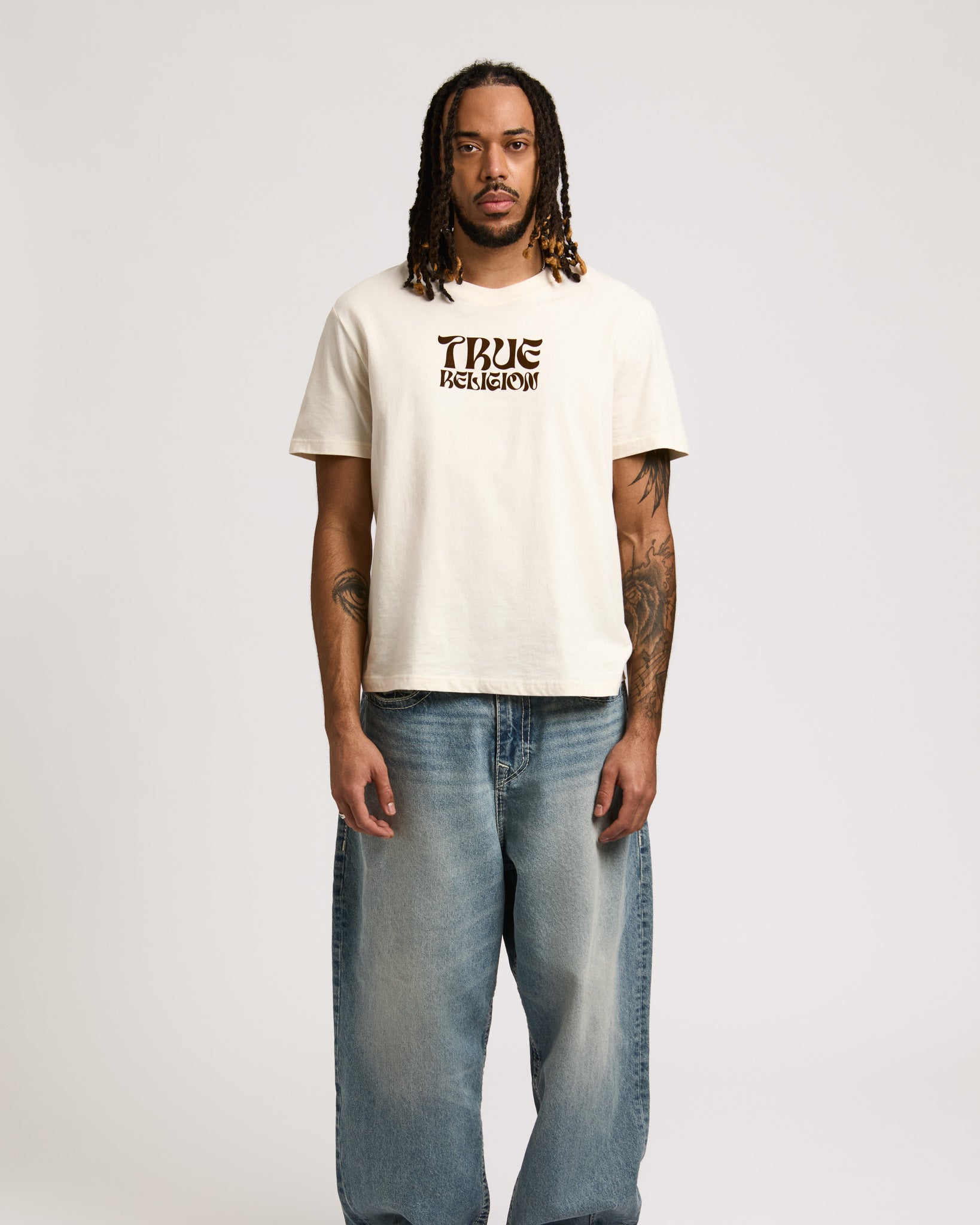 SS WAVY LOGO BUDDHA FACE TEE - WINTER WHITE