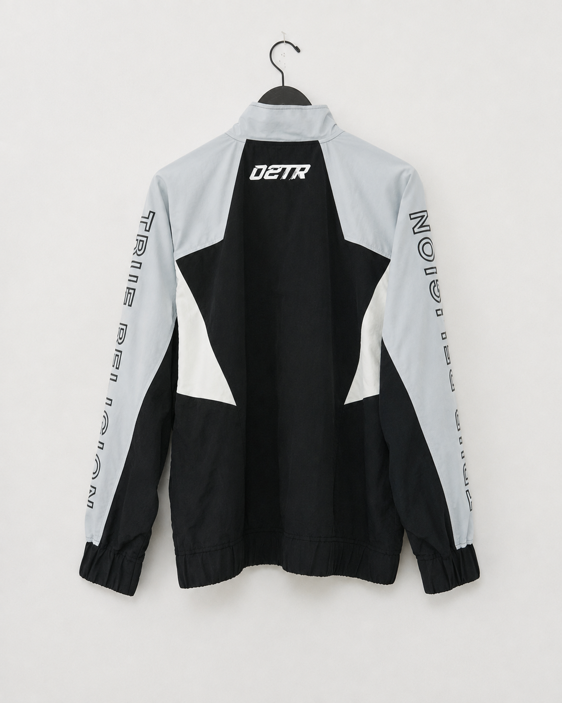 COLOR BLOCK NYLON TRACK JACKET - JET BLACK