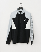 COLOR BLOCK NYLON TRACK JACKET - JET BLACK