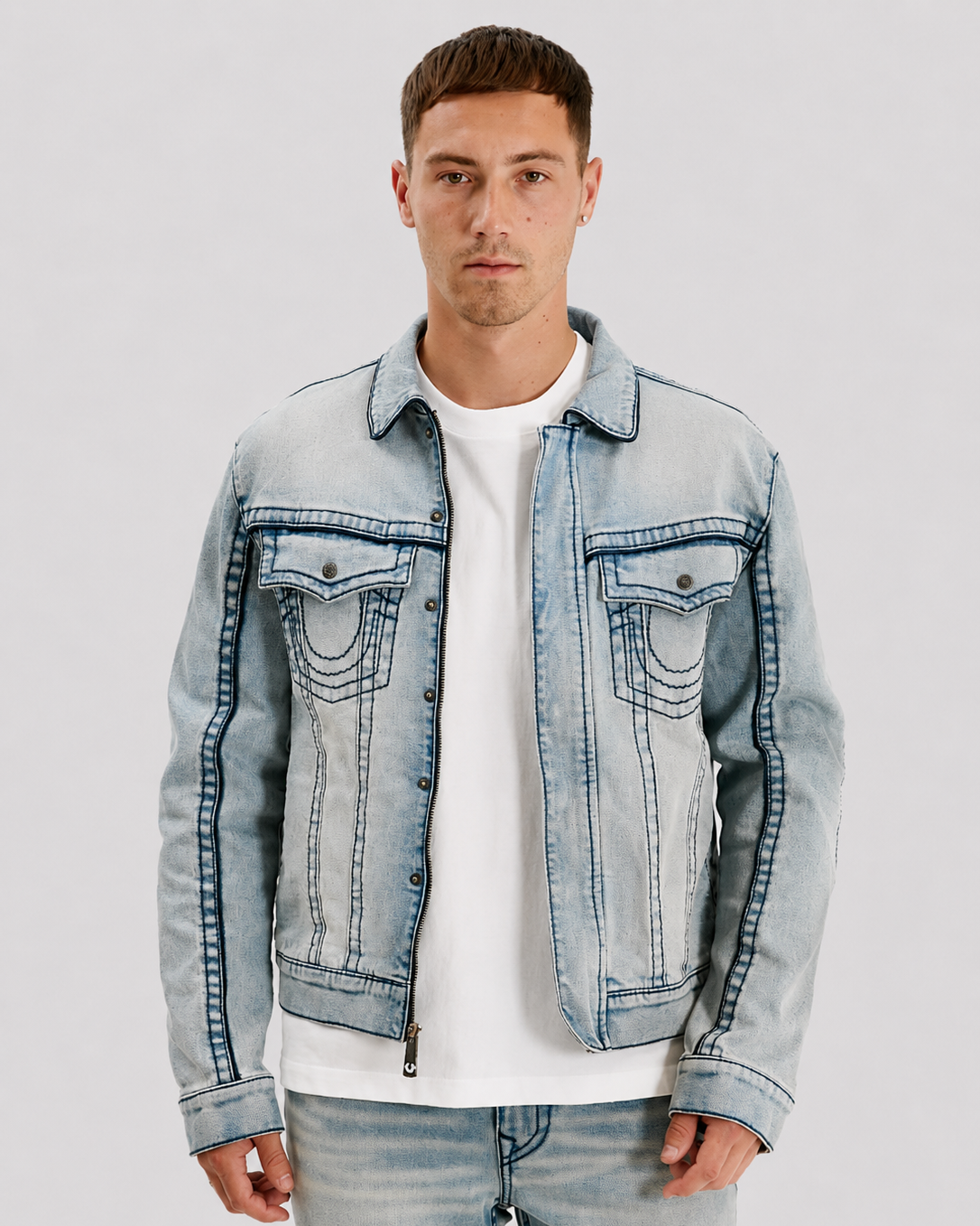 BIG T MOTO DENIM JKT - GSQL LIGHT DAWN WASH