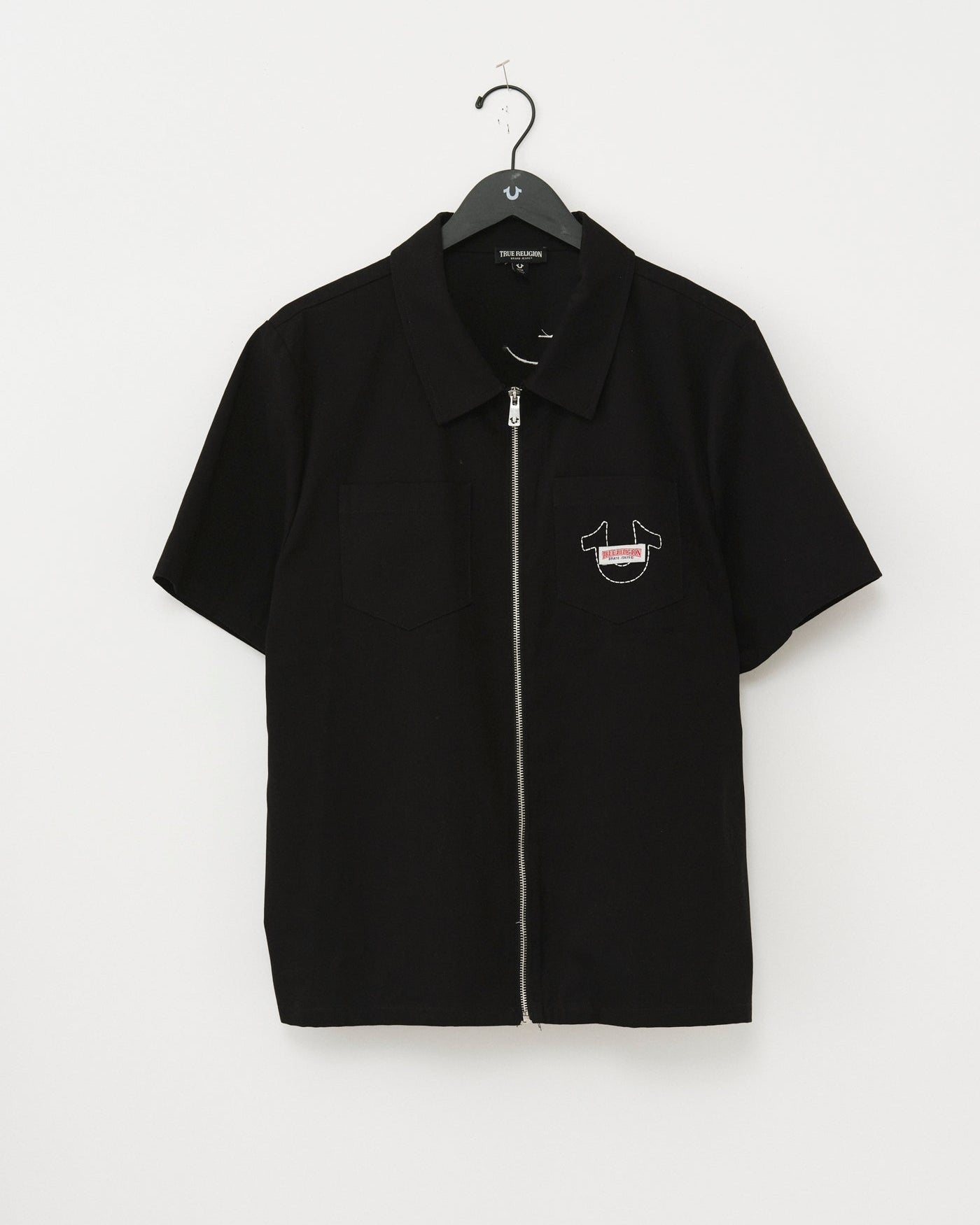 SS FULL ZIP BUDDHA SHIRT - BLACK
