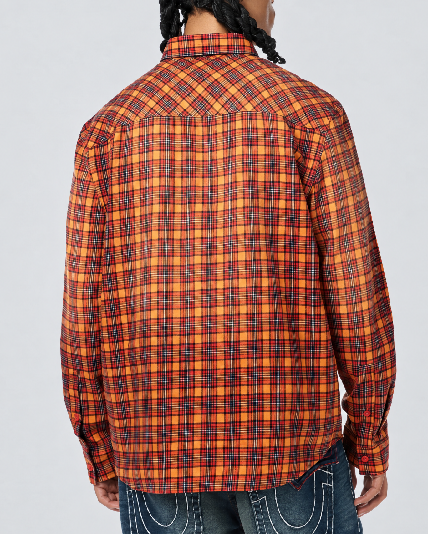 LS SPRAYED FLANNEL - RED / ORANGE PLAID