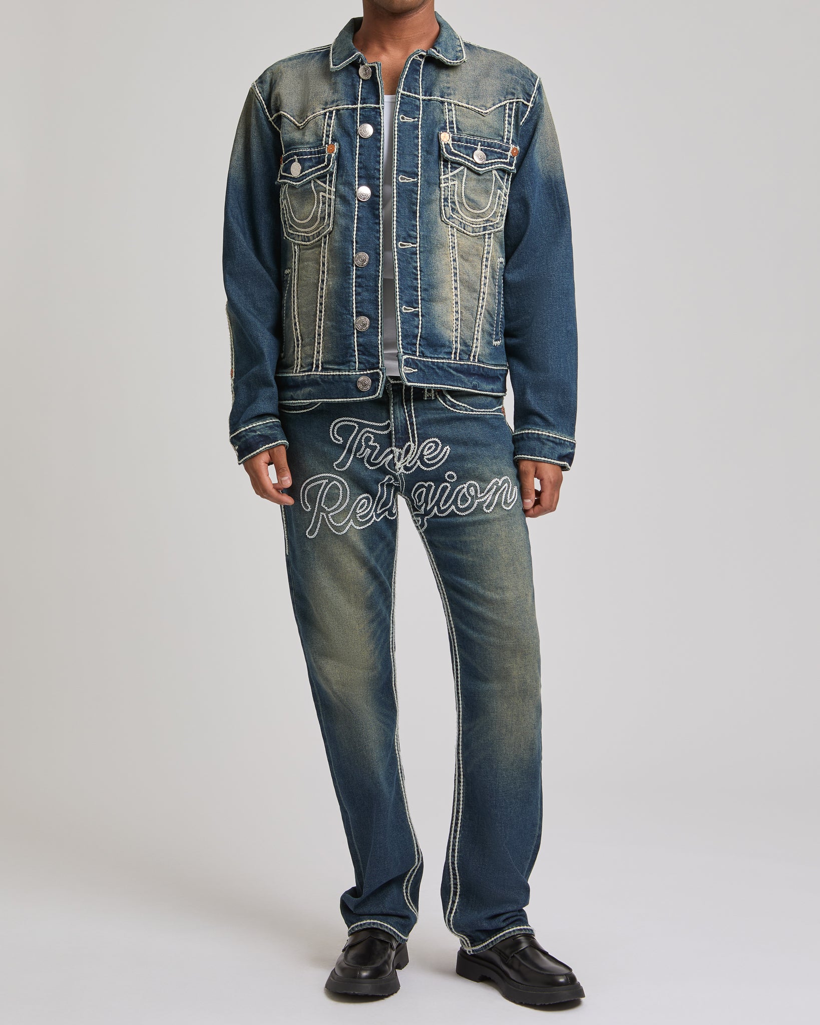 RICKY ROPE STITCH FLAP 34IN - DENIM DUSTSTROM DARK WASH