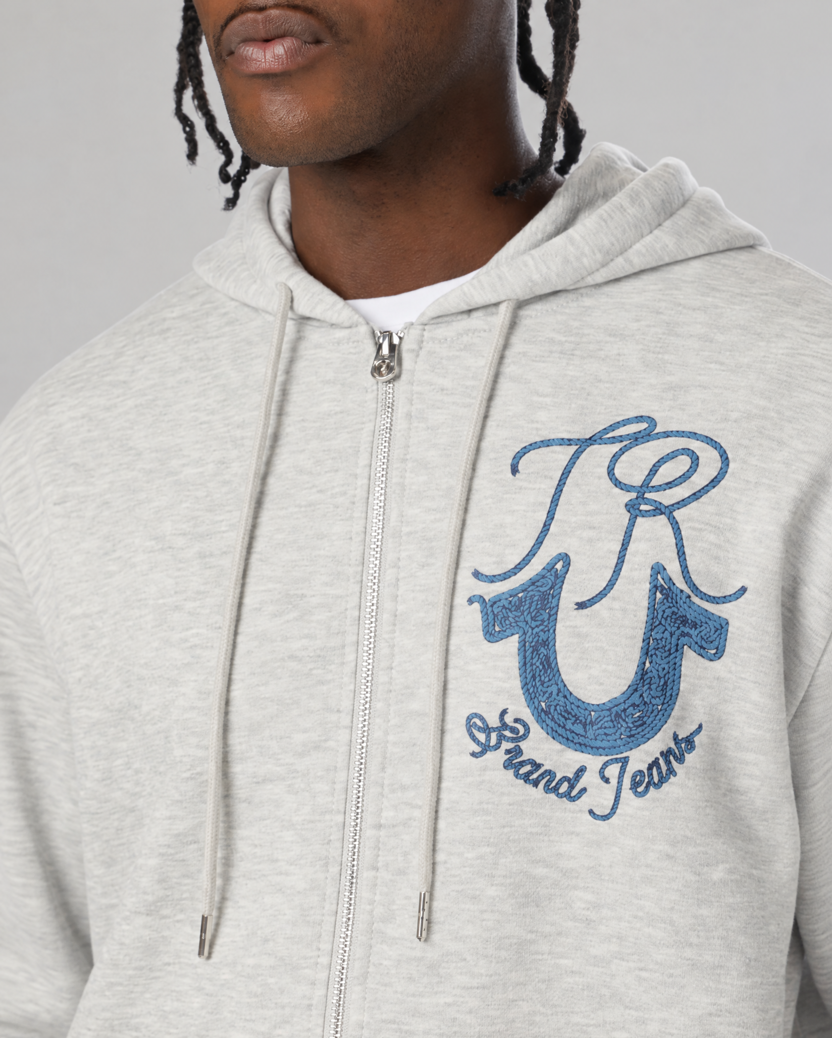 ROPE LOGO ZIP HOODIE - HEATHER GREY