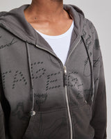 DIP DYED BIG T BOXY ZIP HOODIE - VINTAGE BLACK