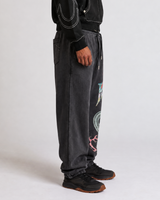 WASHED CRYSTAL BAGGY JOGGER - JET BLACK