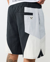 COLOR BLOCK NYLON TRACK SHORT - JET BLACK
