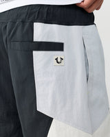 COLOR BLOCK NYLON TRACK SHORT - JET BLACK