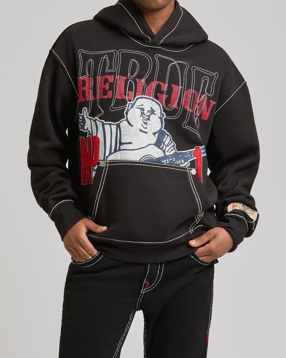 TRUE NO 1 BIG T HOODIE - JET BLACK