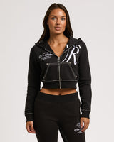 EMBR BIG T SHRUNKN ZIP HOODIE - JET BLACK