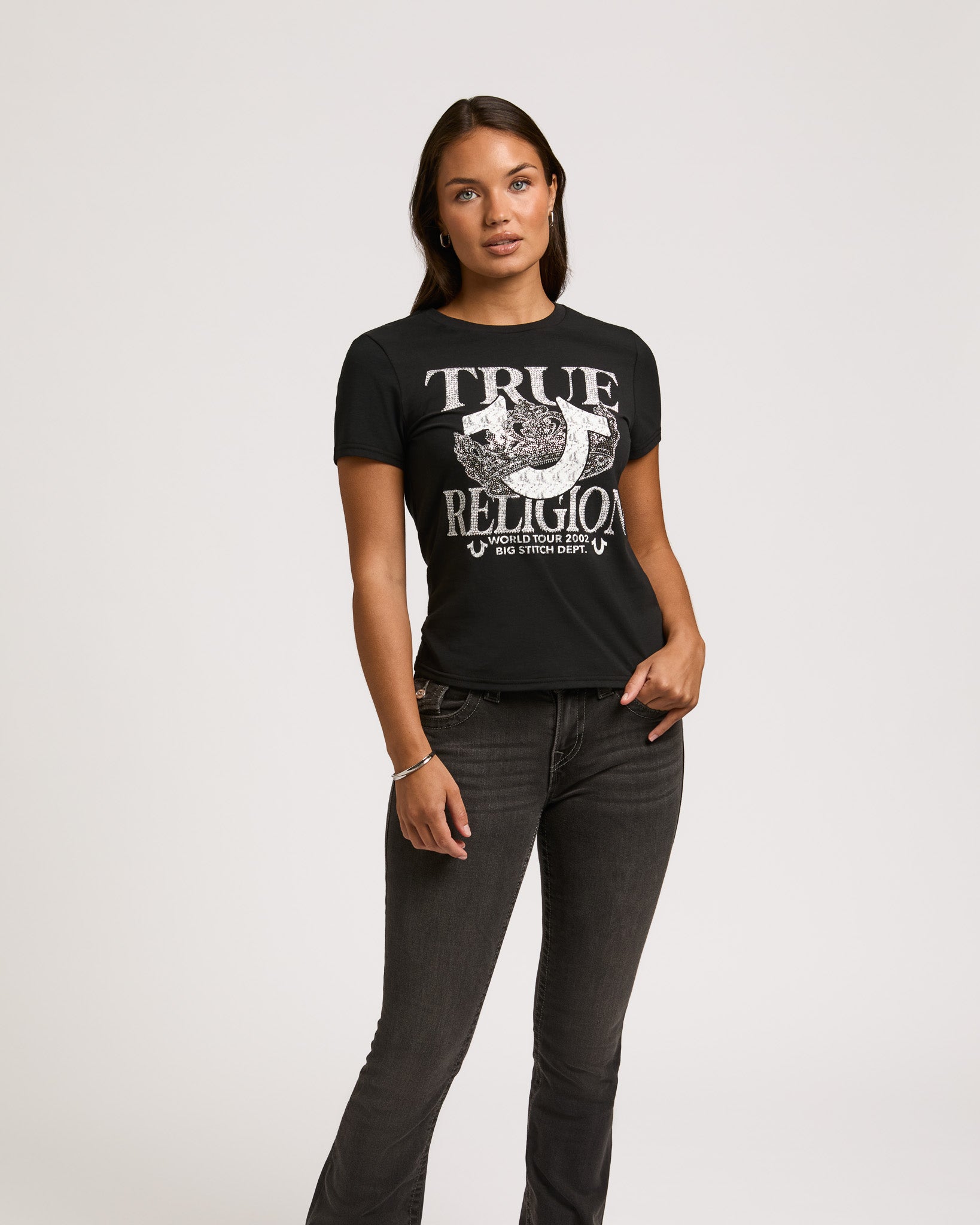 CRYSTAL CLASSIC CREW NECK TEE - JET BLACK