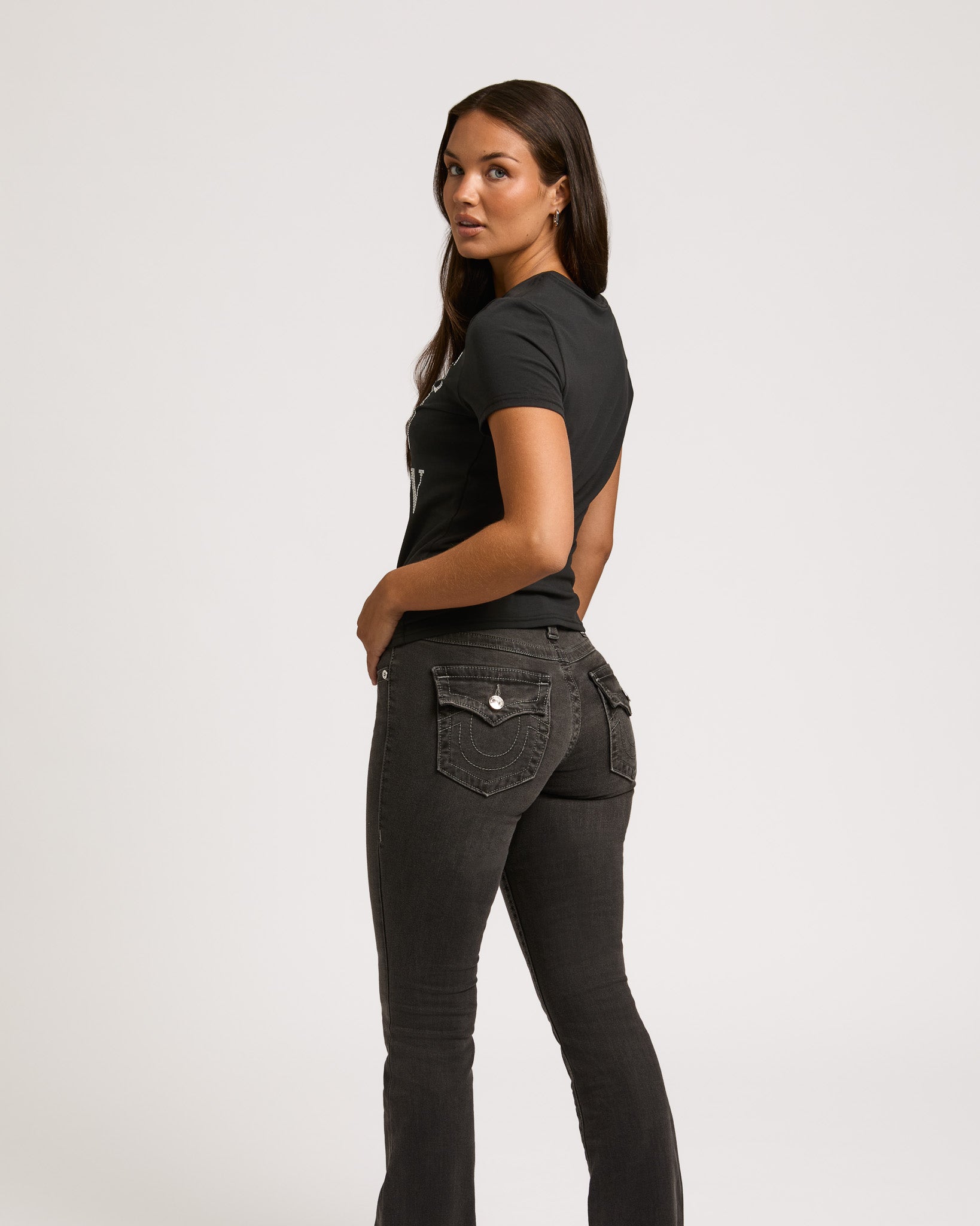 CRYSTAL CLASSIC CREW NECK TEE - JET BLACK