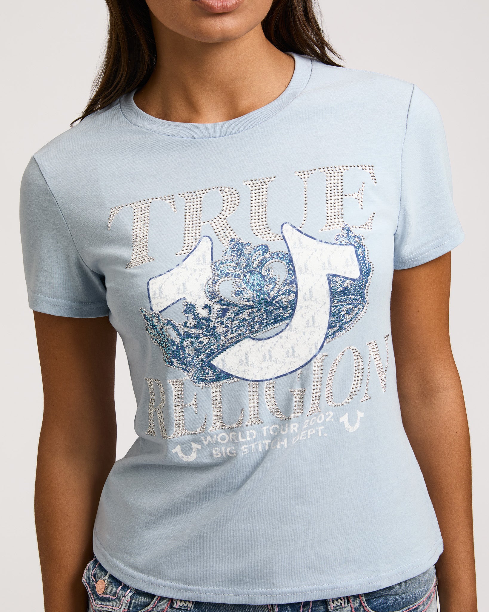 CRYSTAL CLASSIC CREW NECK TEE - CASHMERE BLUE