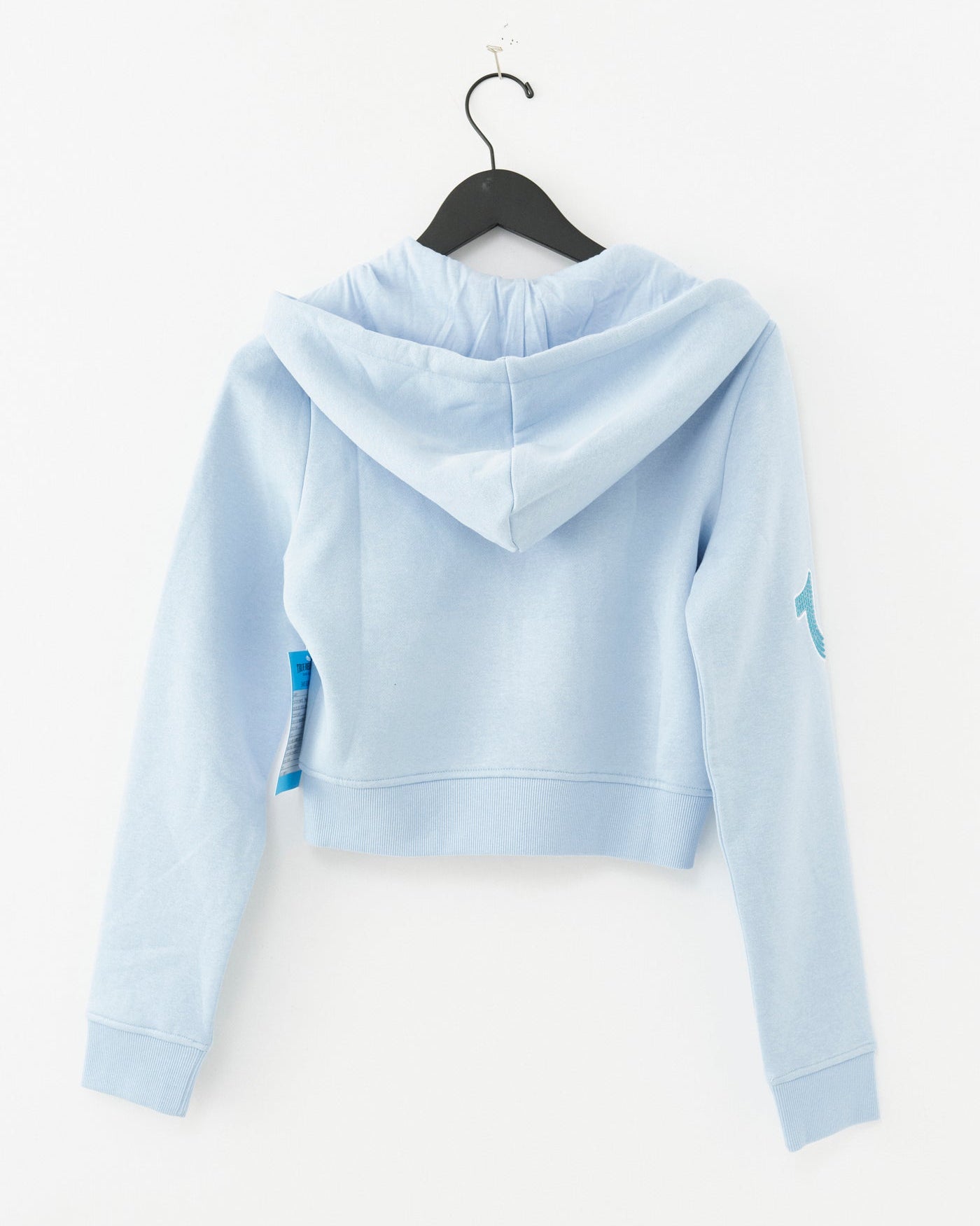 EMBROIDERED SHRUNKN ZIP HOODIE - CASHMERE BLUE