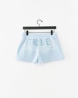 EMBROIDERED LOUNGE SHORTS - CASHMERE BLUE