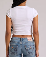 RUCHED CAP SLEEVE BABY TEE - OPTIC WHITE