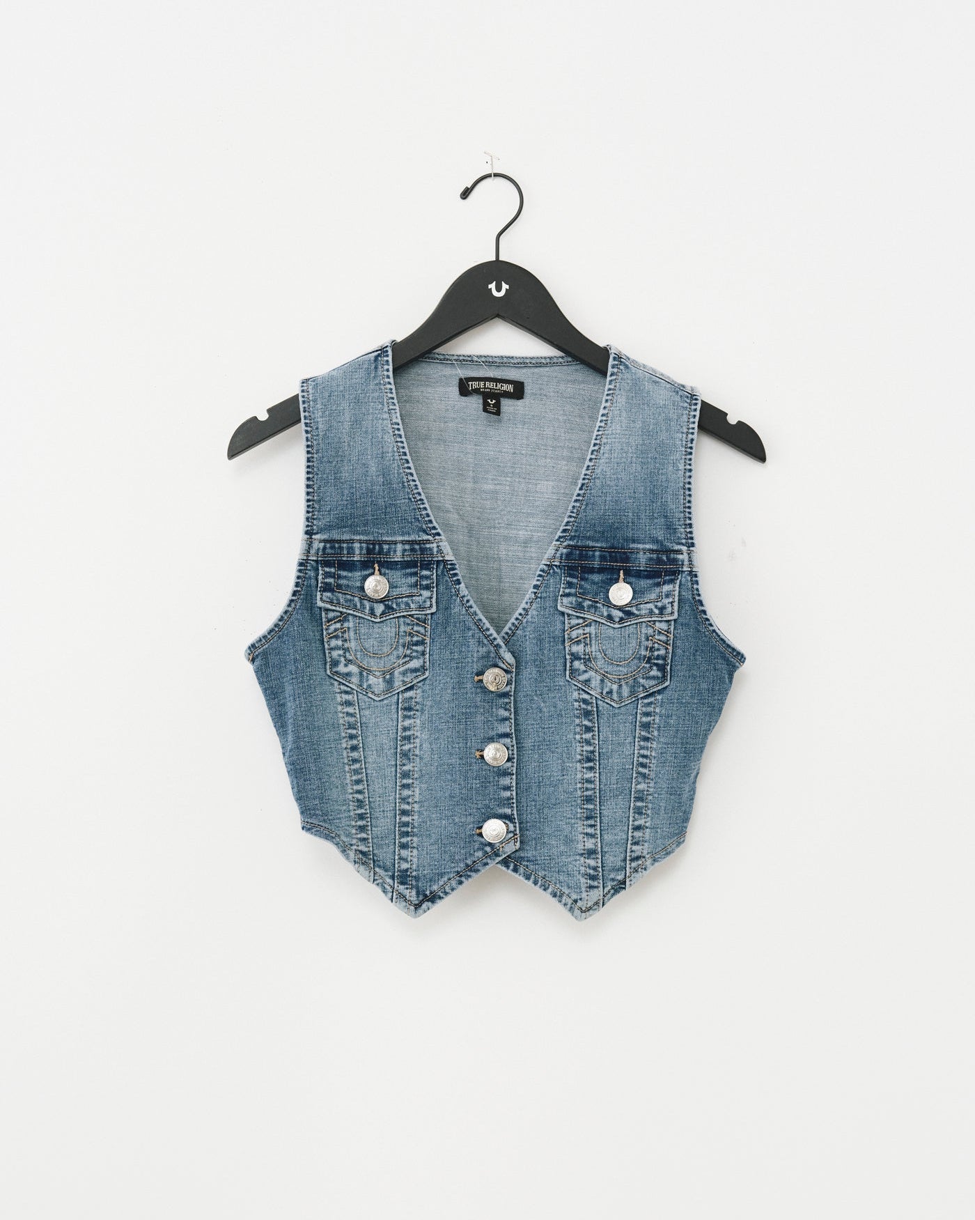 CRYSTAL WING  DENIM VEST - SUGAR SWIRL