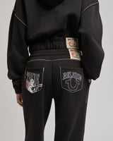 LR BIG T WIDE LEG SWEATPANTS - JET BLACK
