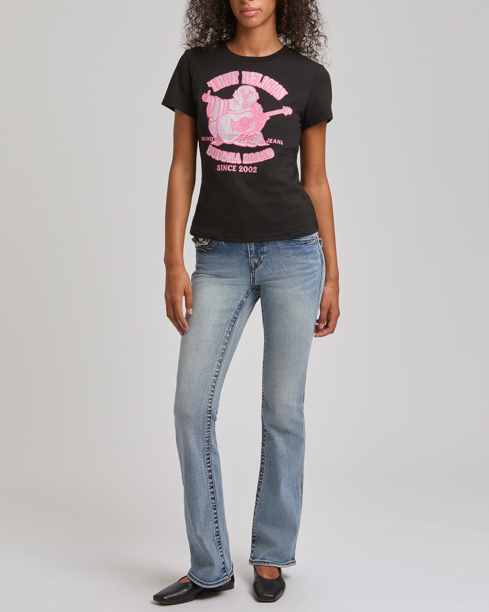 CRYSTAL HERITAGE CREW NECK TEE - JET BLACK