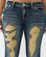 JOEY LR FLARE BIG T FLAP - DARK WASH W/ DESTROY