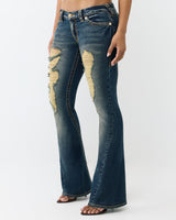 JOEY LR FLARE BIG T FLAP - DARK WASH W/ DESTROY