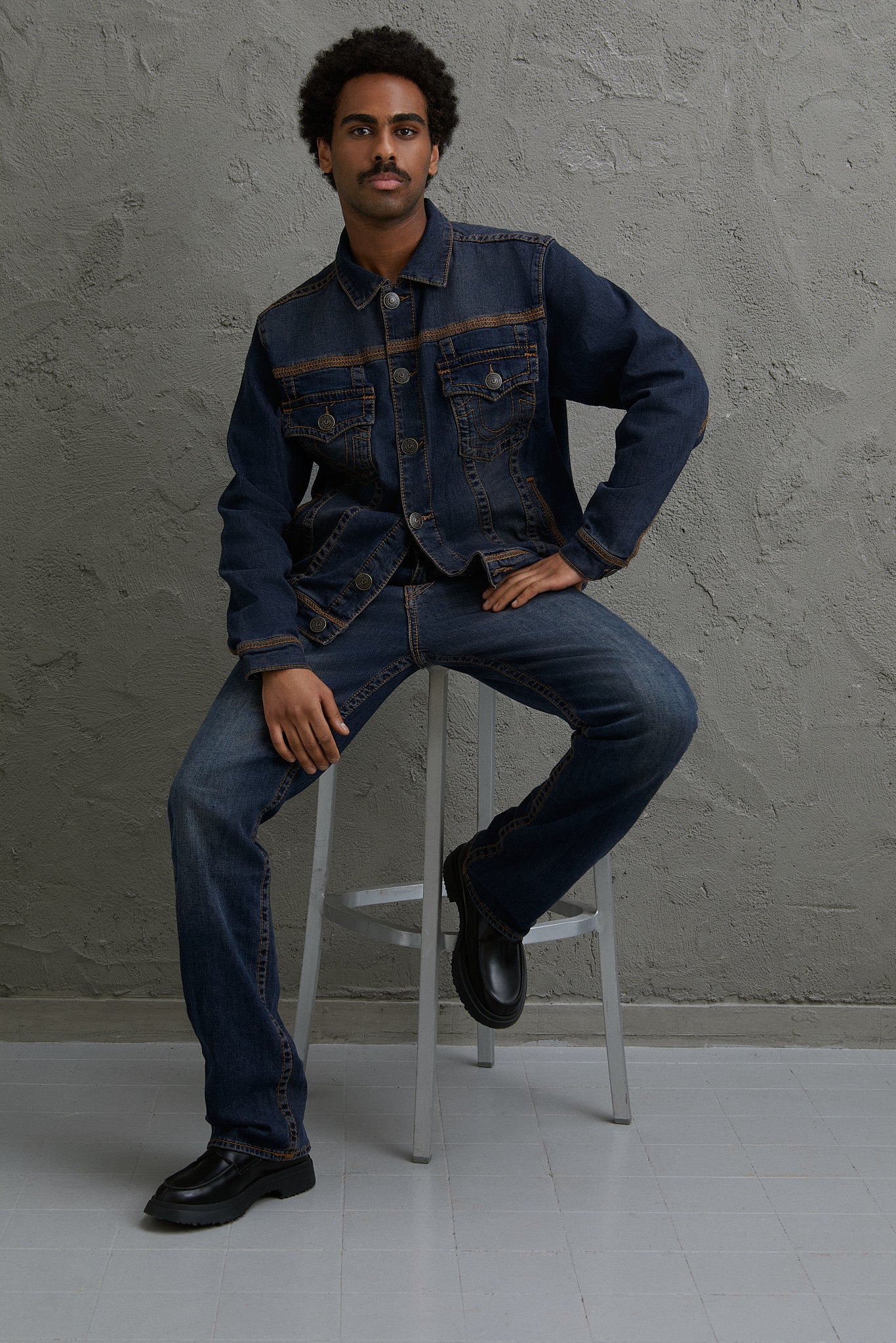 SUPER FLATLOCK TRUCKER JACKET - GREENLAND DARK WASH