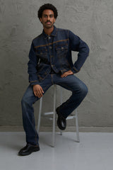 SUPER FLATLOCK TRUCKER JACKET - GREENLAND DARK WASH